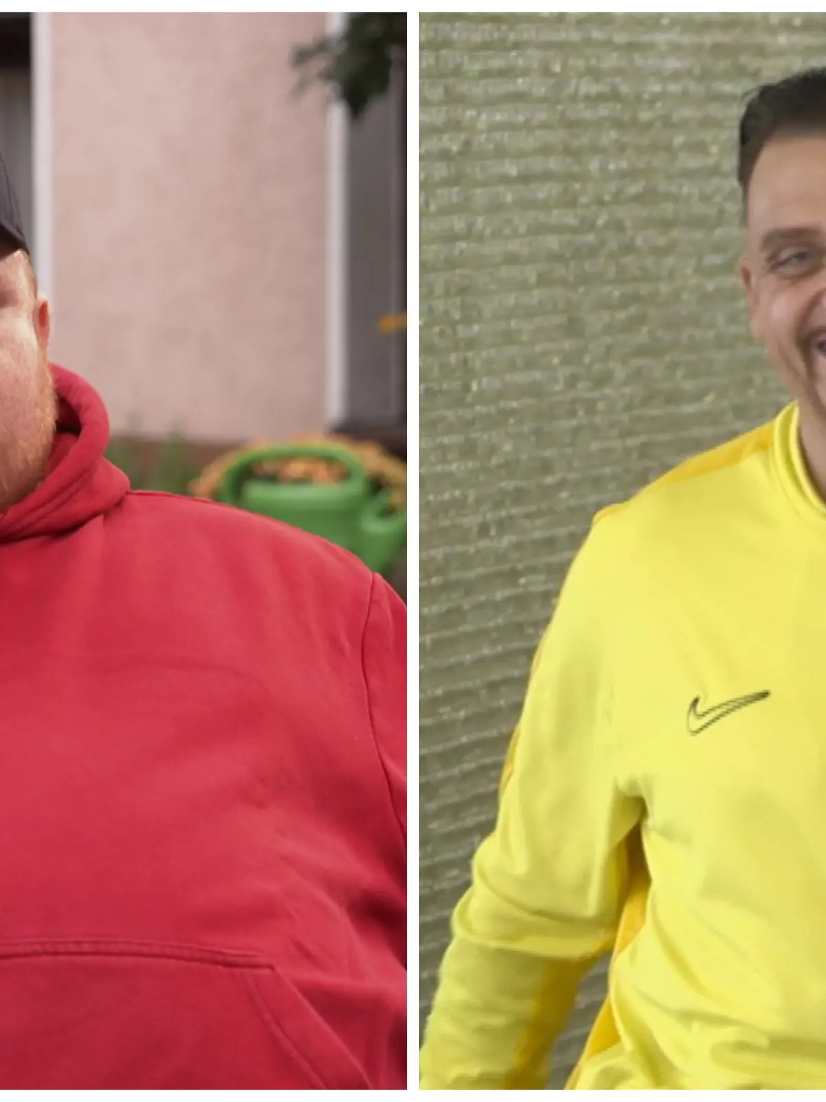 Fotokollage: Links ein Foto mit 160 Kilo, rechts eins von heute - 80 Kilo leichter