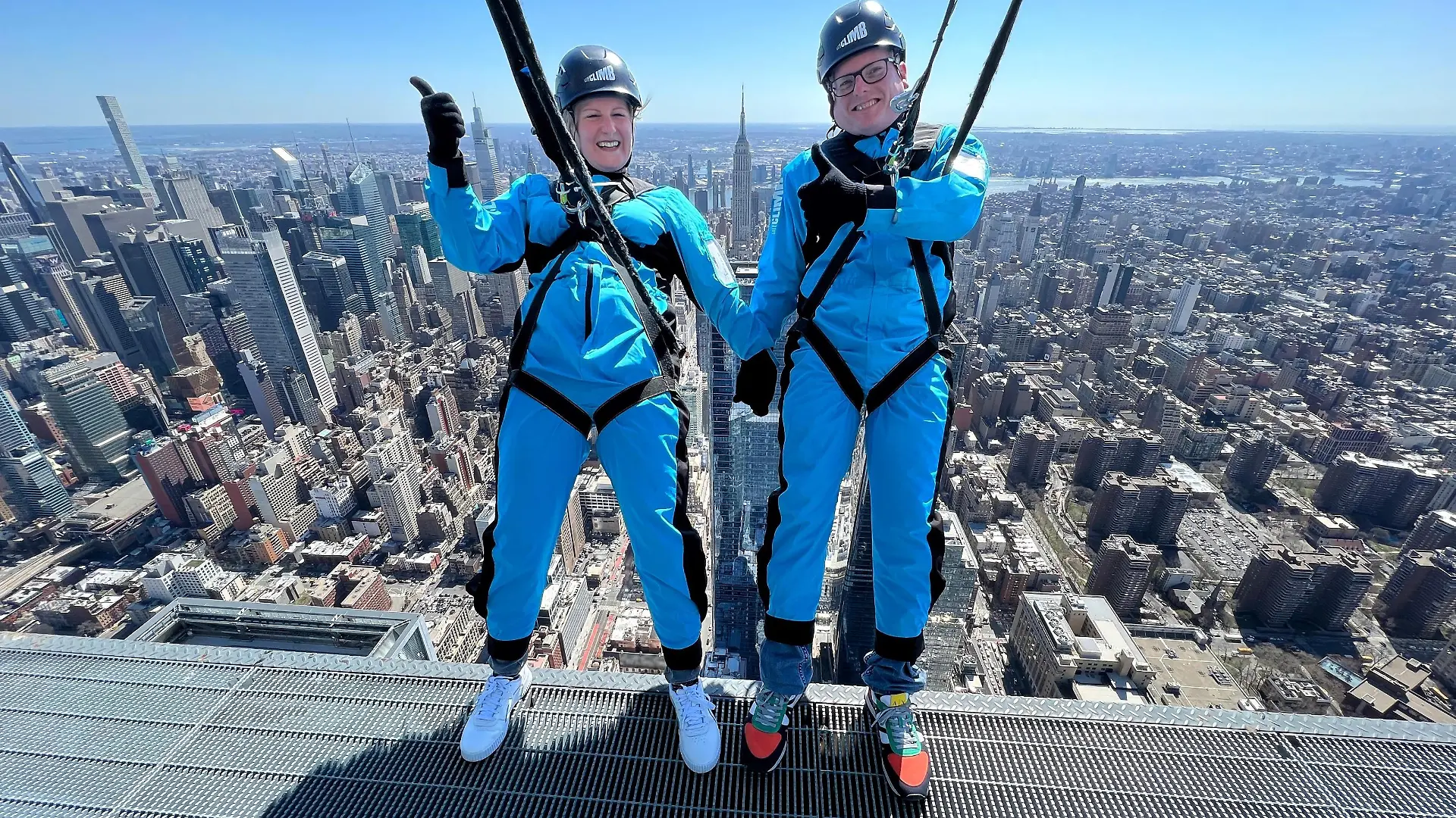 RTL-Reporter Markus Peggen mit Ehefrau Jenny beim „City Climb“
