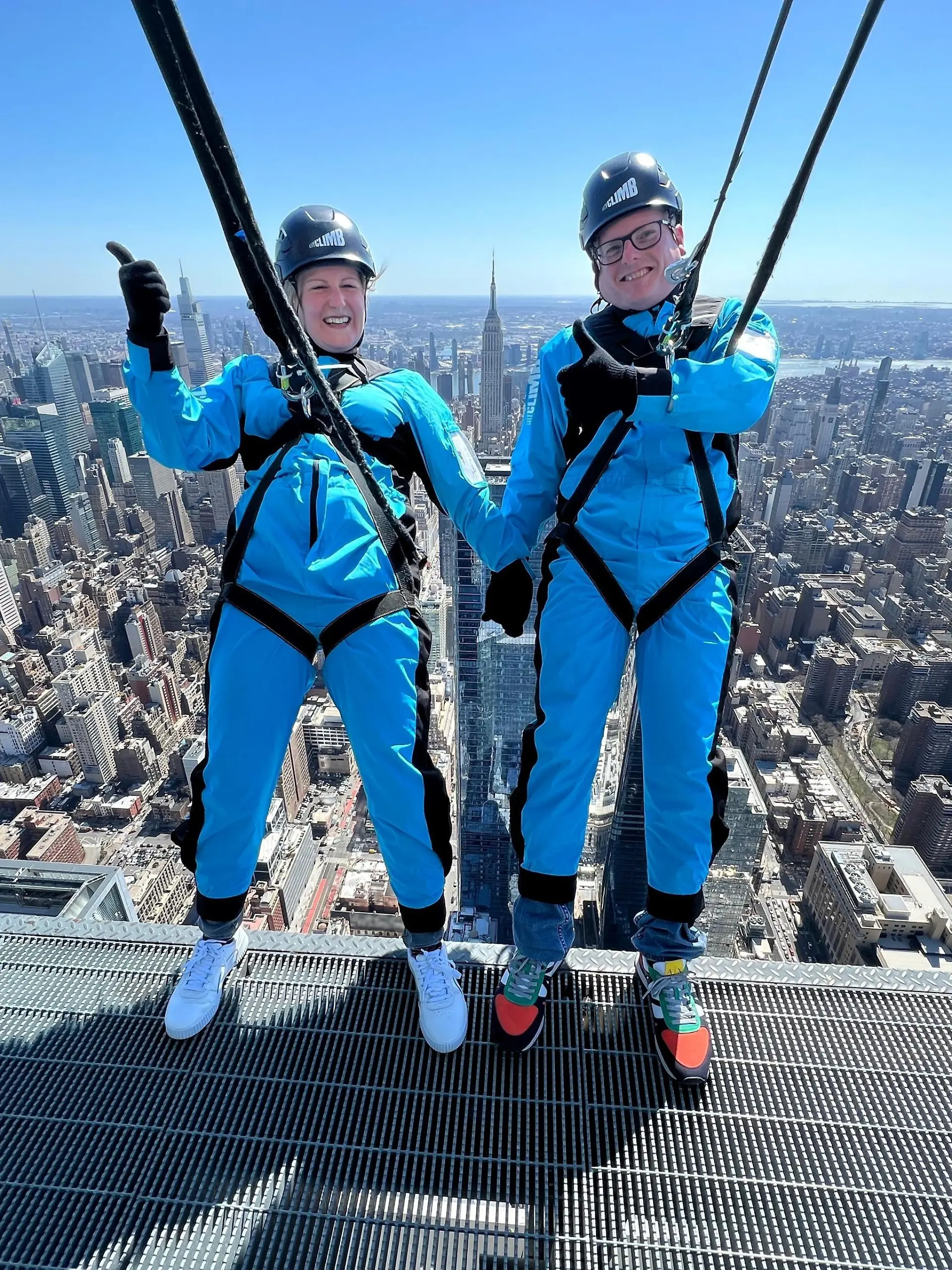 RTL-Reporter Markus Peggen mit Ehefrau Jenny beim „City Climb“