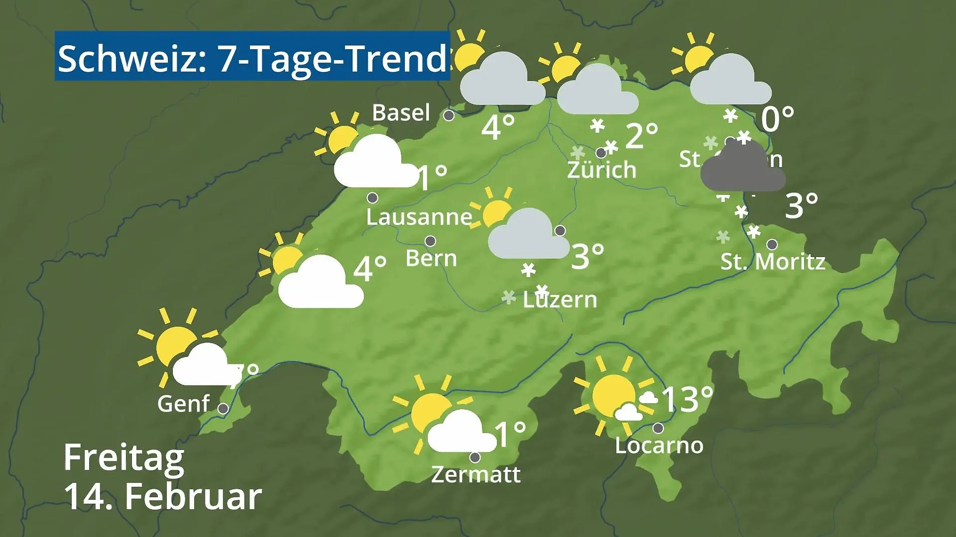 Video 7-Tage-Trend: Bern, Basel, Genf, Zürich Schweiz: Wie wird das Wetter?