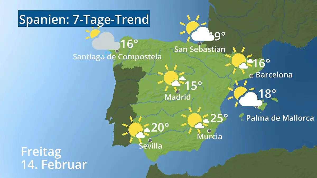 Video 7-Tage-Trend: Mallorca, Madrid, Barcelona Spanien: Wie wird das Wetter?