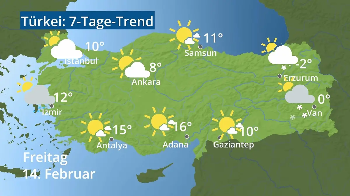 Video 7-Tage-Trend: Ankara, Istanbul, Izmir Türkei: Wie wird das Wetter?
