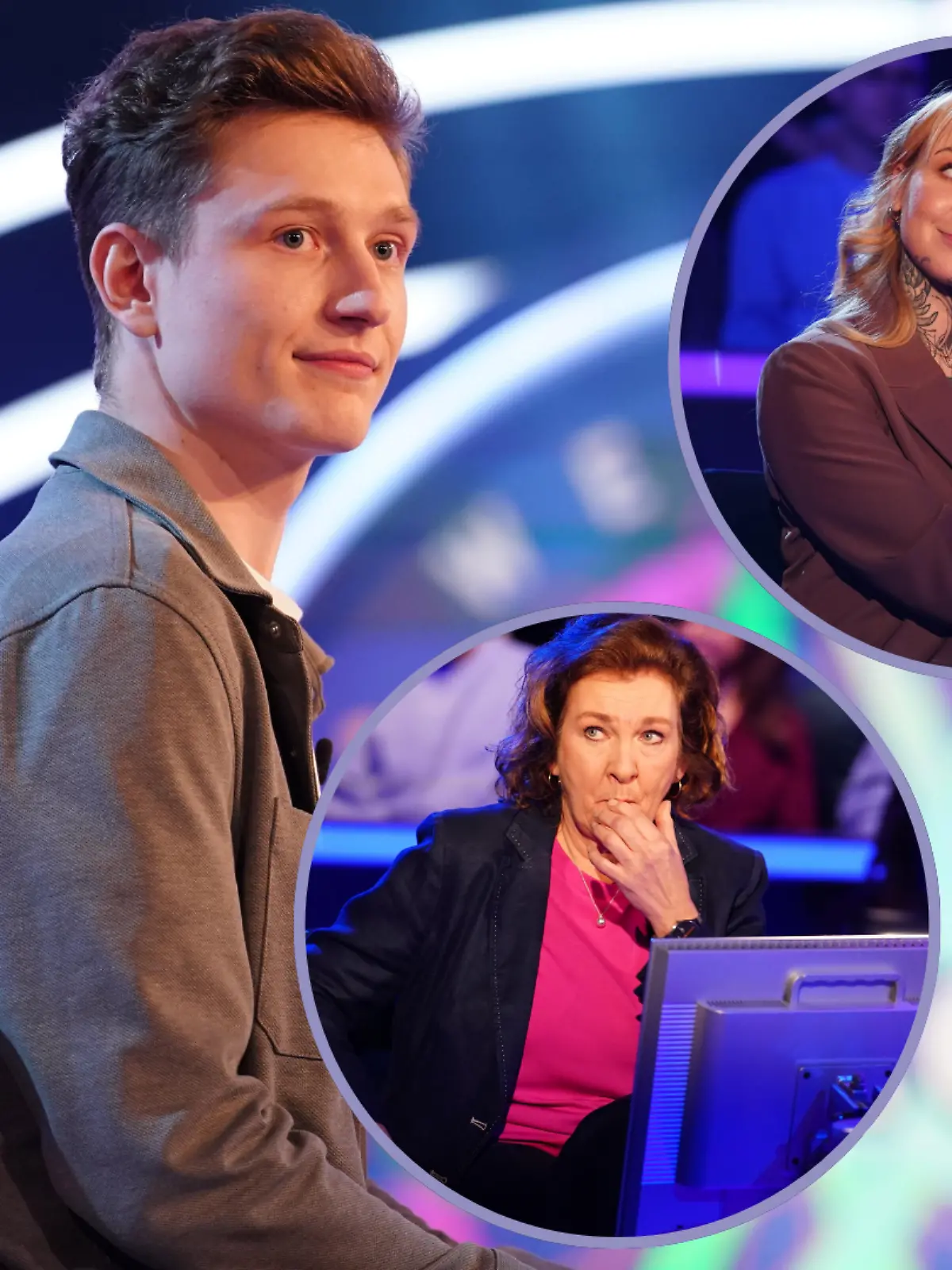 „Wer wird Millionär?”-Kandidaten Lucas Müller, Marion Tönjes und Natascha Thienenkamp