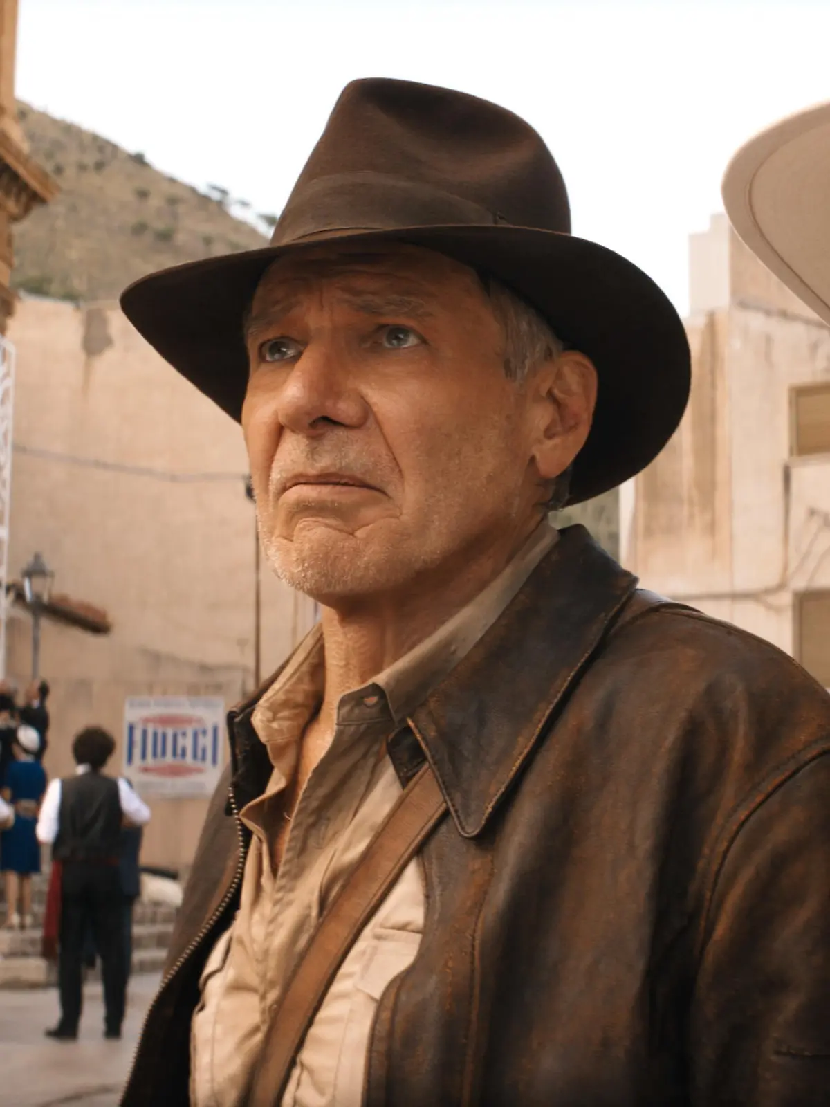 (L-R): Indiana Jones (Harrison Ford) and Helena (Phoebe Waller-Bridge) in Lucasfilm's INDIANA JONES AND THE DIAL OF DESTINY. ©2023 Lucasfilm Ltd. & TM. All Rights Reserved.