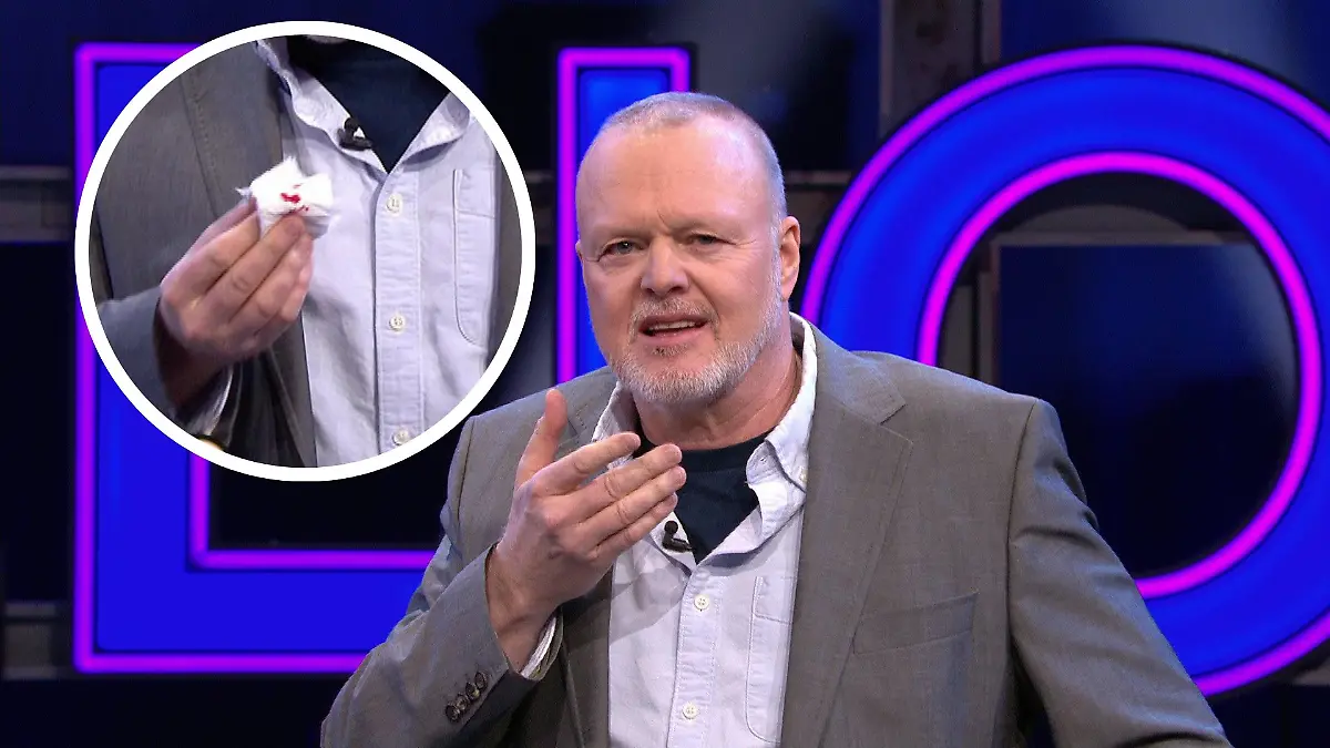 Stefan Raab riskiert in seiner Show eine blutige Lippe Entertainer verletzt sich