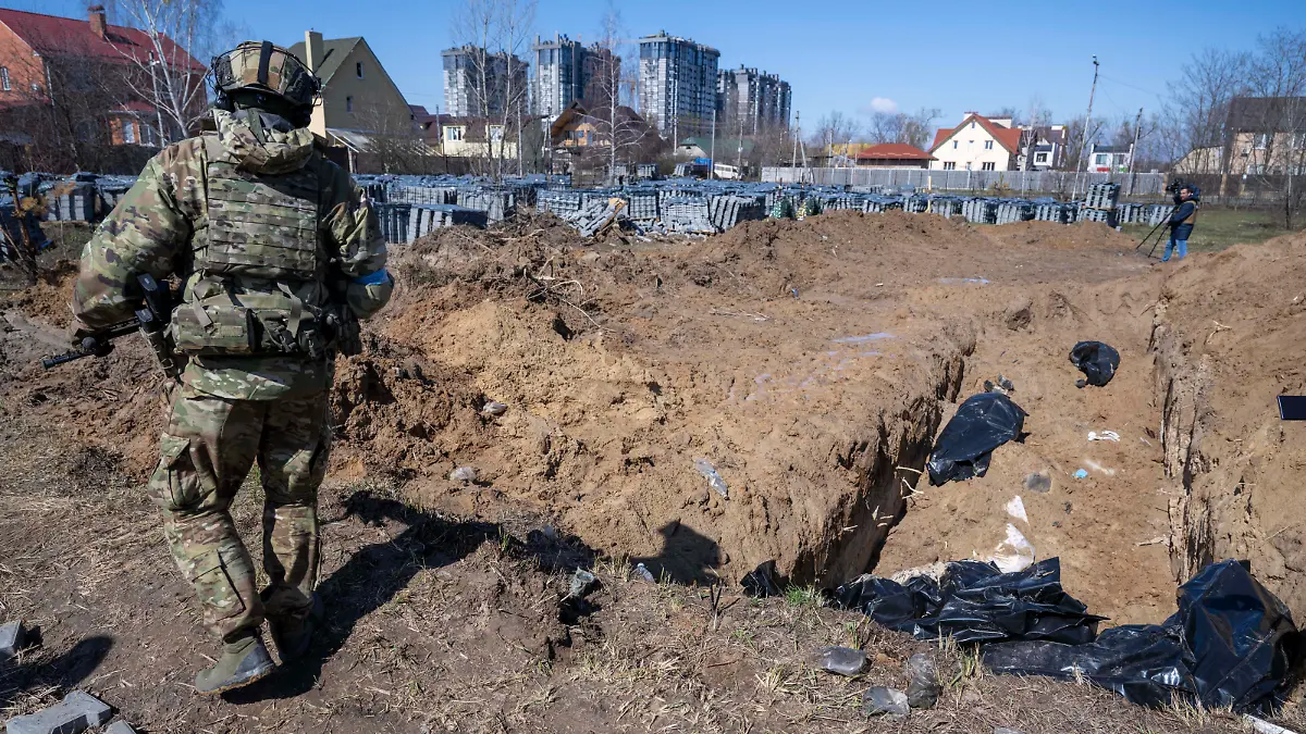 Ukraine-Konflikt, Eindrücke aus Butscha . April 2022. Bucha, Ukraine. Scenes of death and destruction in the city of Bucha in the Kyiv region of Ukraine which was recently liberated from the Russians. PUBLICATIONxINxGERxSUIxAUTxHUNxONLY xi-Imagesx IIM-23279-0114