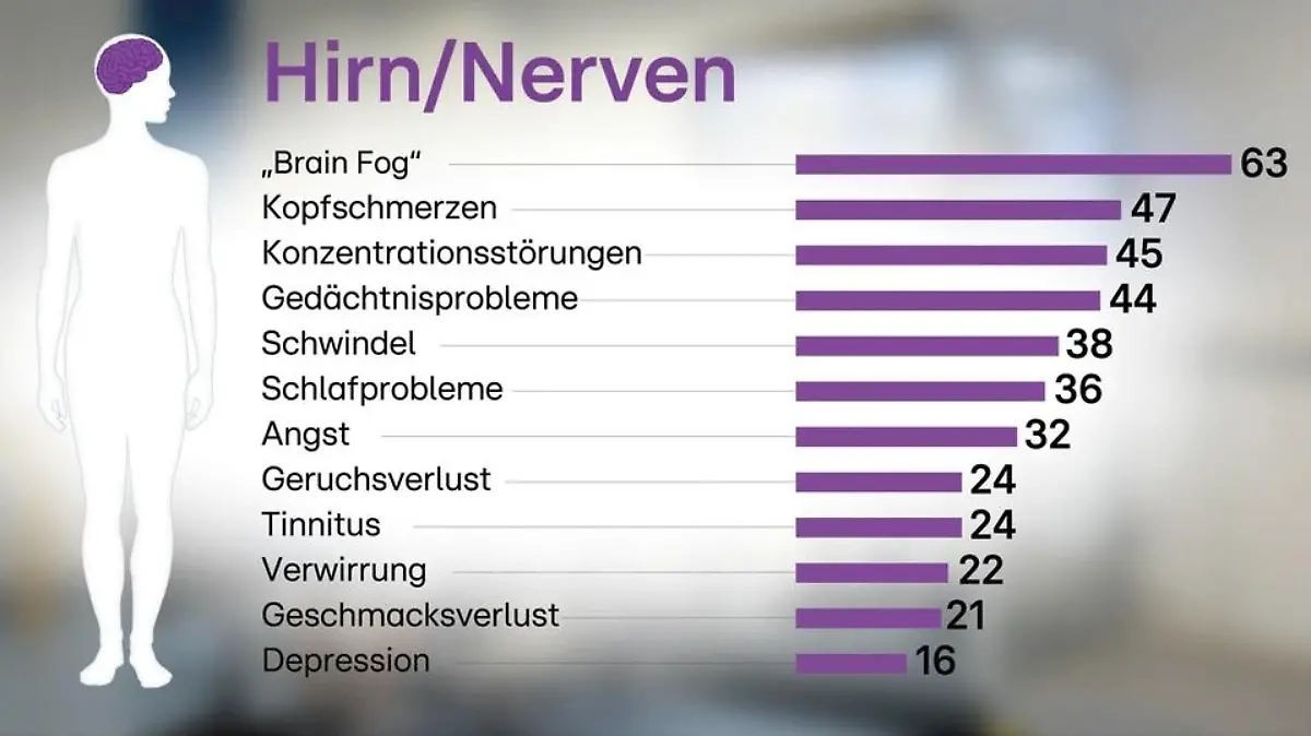 Grafik Long Covid für Hirn und Nerven