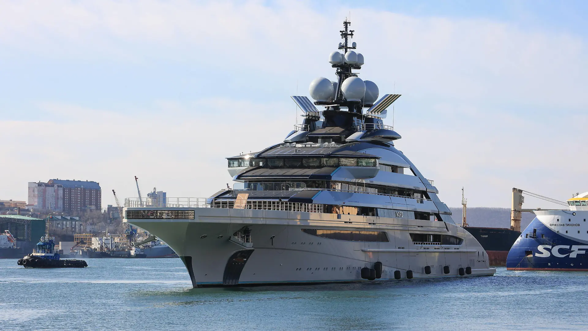 VLADIVOSTOK, RUSSIA - MARCH 31, 2022: Russian businessman Alexei Mordashov s Nord Yacht is pictured in the Eastern Bosphorus Strait. The vessel left the Port of Victoria in Seychelles on March 12. The 142 meter long yacht, built at the German shipyard Lurssen and launched in 2021, is one of the biggest yachts in the world. Its approximate cost is about $300mln. The Italian authorities have seized a building complex owned by Mordashov on the Island of Sardinia. Mordashov, chairman of the Board of Directors at Severstal, was sanctioned by the European Union. Yuri Smityuk/TASS PUBLICATIONxINxGERxAUTxONLY TS12A531 