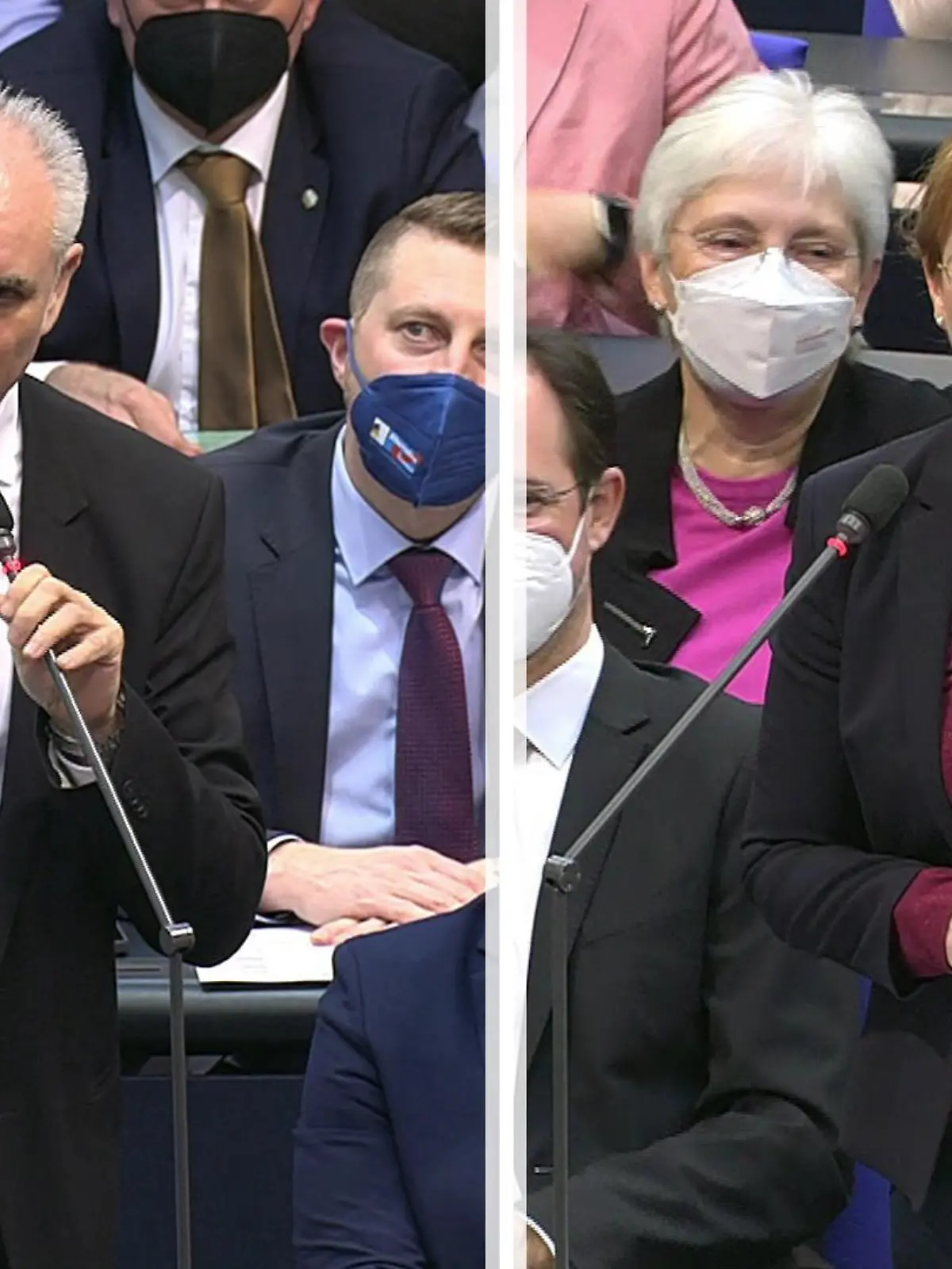 SPD-Fraktionsvize Schmidt (rechts) klärte AfD-Mann Ehrhorn über den Sinn von Corona-Impfungen auf.