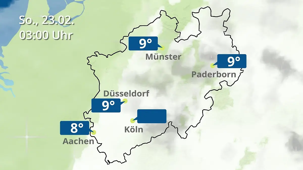 Regen- und Wolkenfilm für Köln, Düsseldorf und Münster: Nordrhein ...