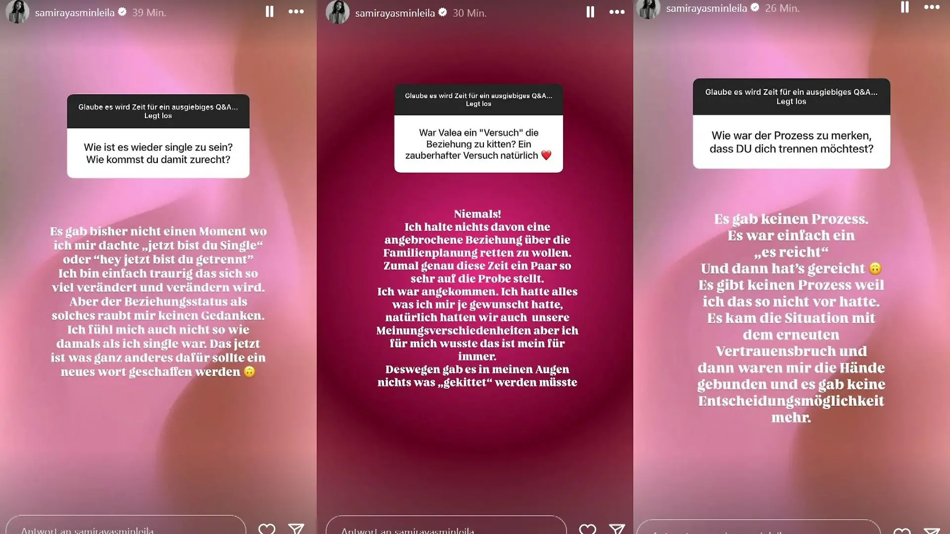 Samira Yavuz beantwortet auf Instagram Fragen ihrer Follower. 