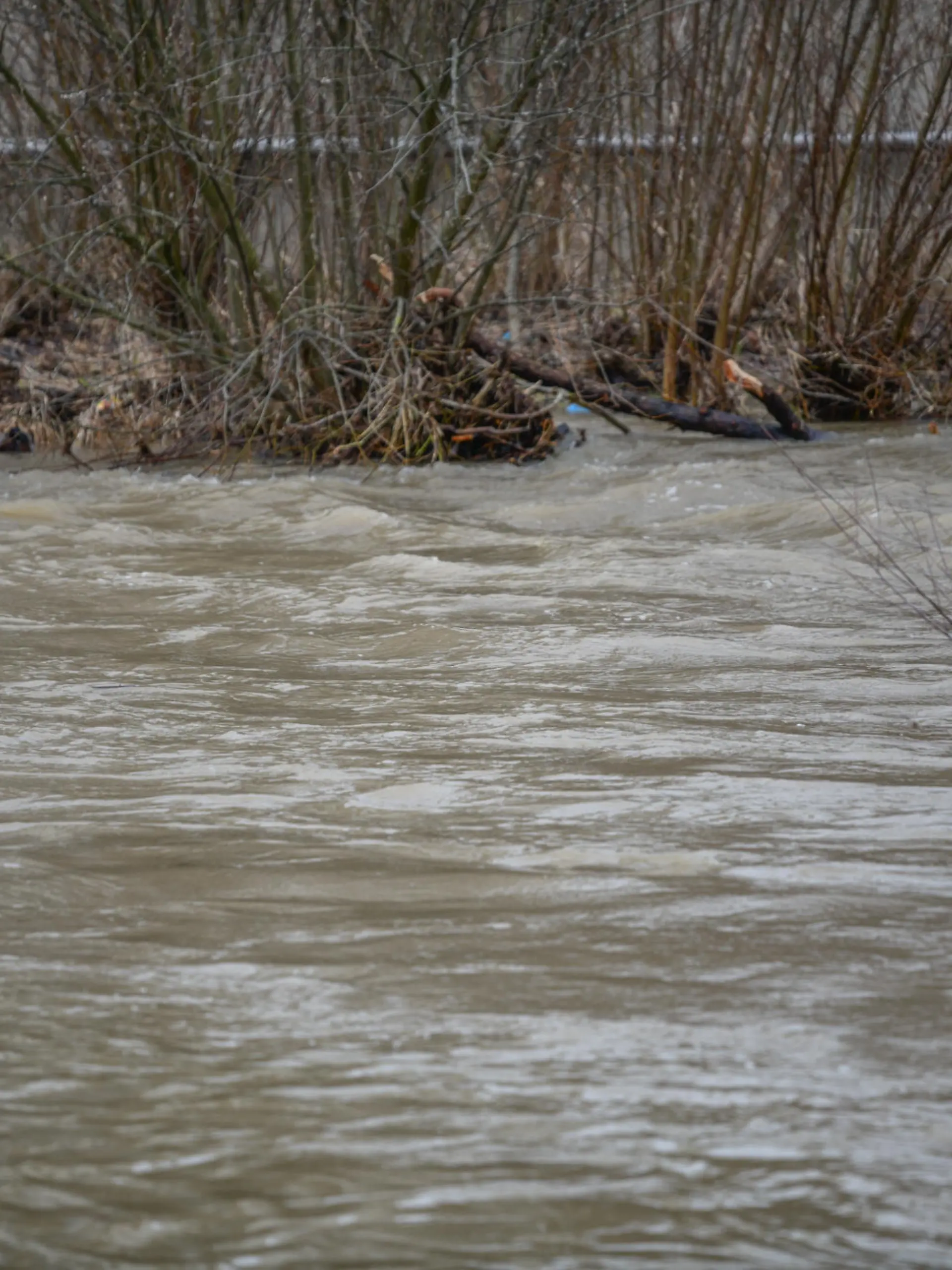 29.01.2021 Baden-Württemberg, Schwäbisch Gmünd: Erhöhter Wasserpegel des Flusses Rems. Regen, milde Temperaturen und Schneeschmelze ließen Pegelstände steigen und erhöhten die Hochwassergefahr auf der Ostalb. Foto: Marius Bulling/Ostalb Network