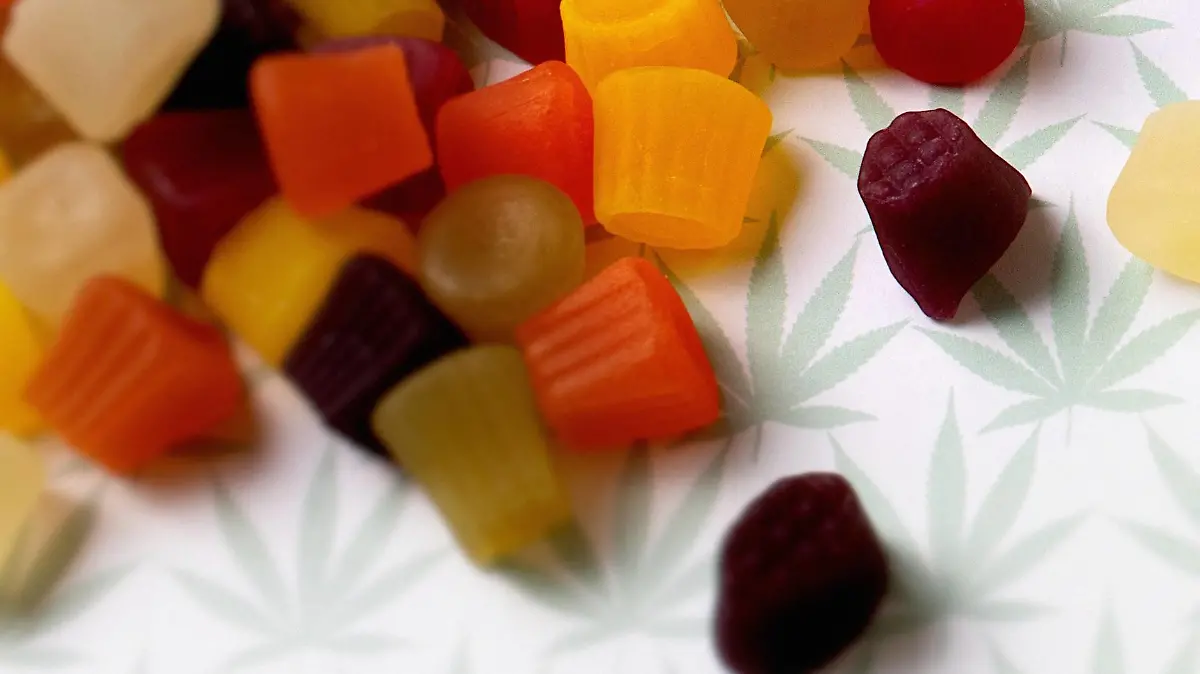 Cannabis infused sweets, conceptual image Cannabis infused sweets, conceptual image. *** Cannabis infused sweets, conceptual image Cannabis infused sweets, conceptual image PUBLICATIONxINxGERxSUIxHUNxONLY VICTORxHABBICKxVISIONS/SCIENCExPHOTOxLIBRARY F033/7346