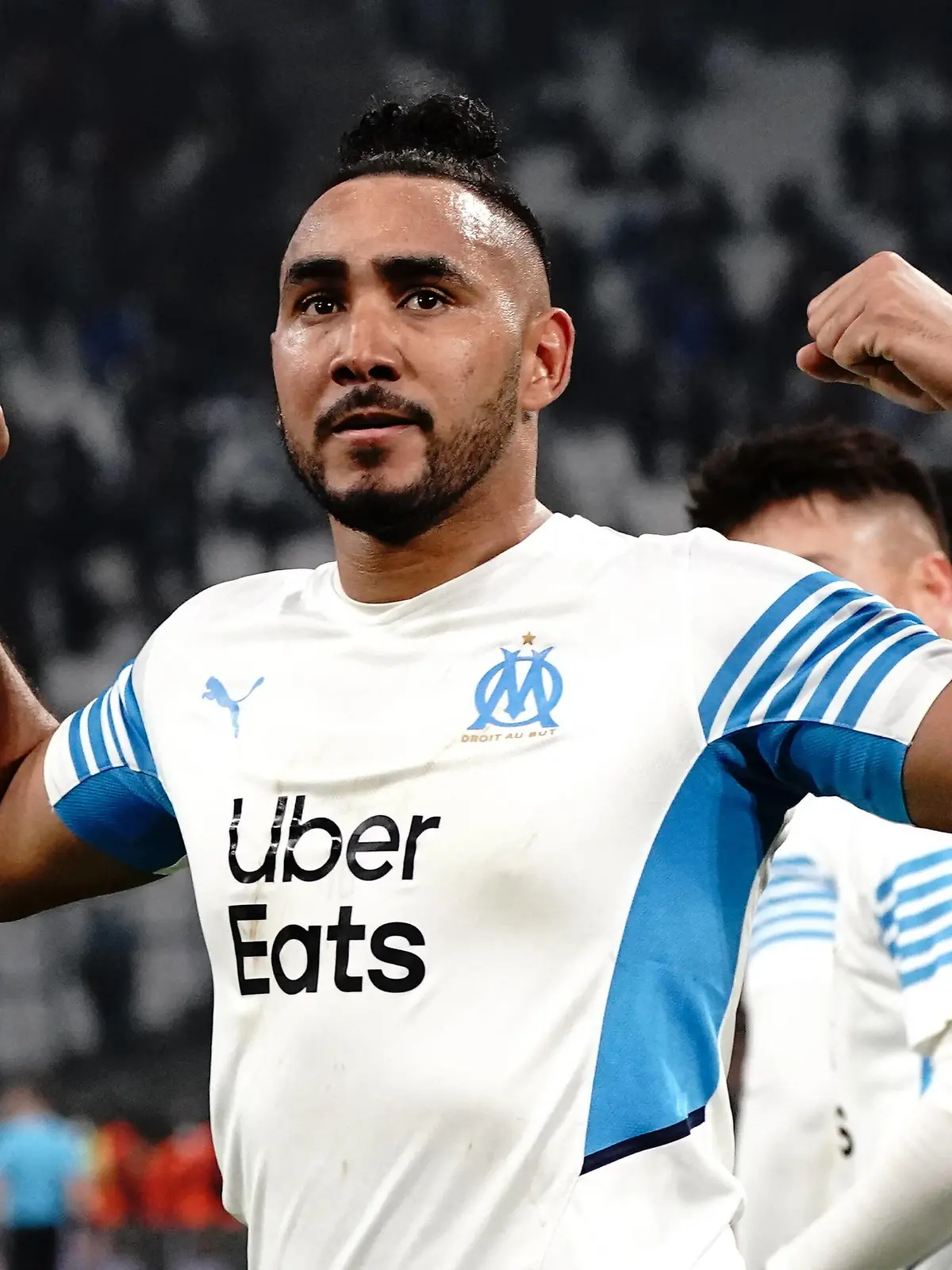  Joie - Dimitri Payet Olympique de Marseille FOOTBALL : Olympique de Marseille vs PAOK Salonique - Quard de finale aller de Conference League - Marseille - 7/04/2022 NorbertScanella/Panoramic PUBLICATIONxNOTxINxFRAxITAxBEL