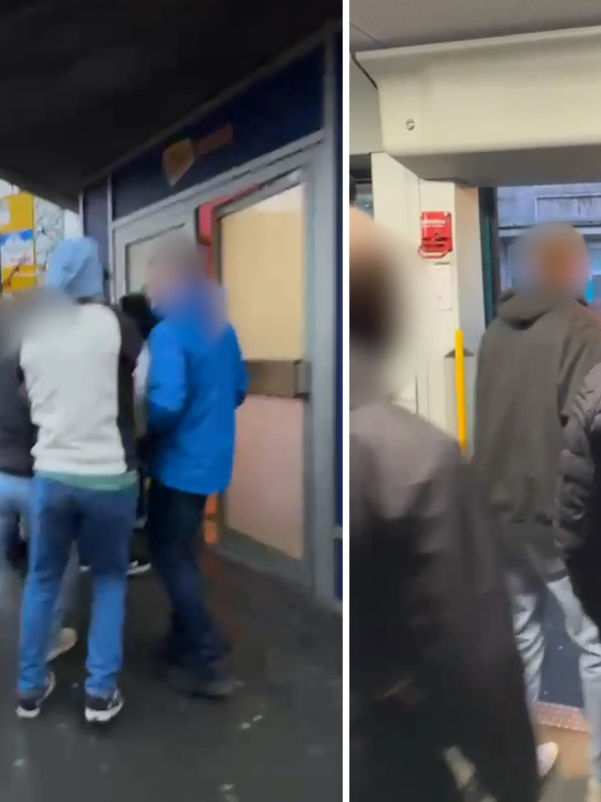 Zivilbeamte nutzen den Überraschungseffekt und stürmen aus der Straßenbahn.