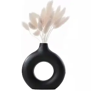 Keramik Donut-Vase in Schwarz 