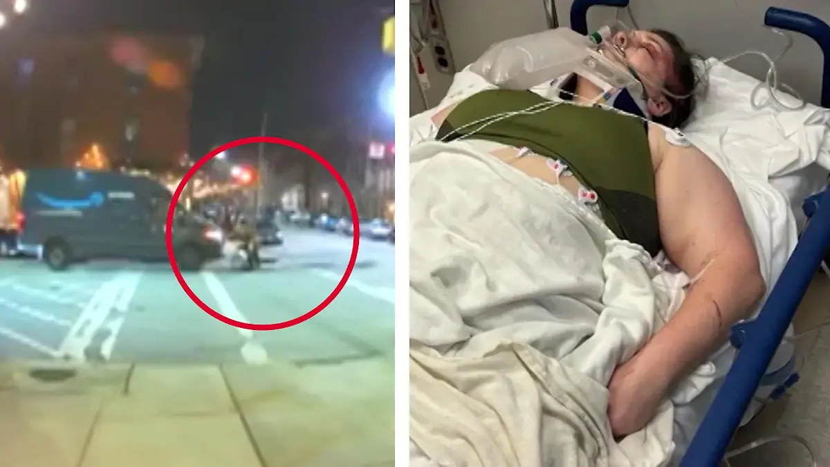 Als sie im Krankenhaus aufwacht, hat sie nur einen Gedanken Frau von Amazon-Laster überfahren