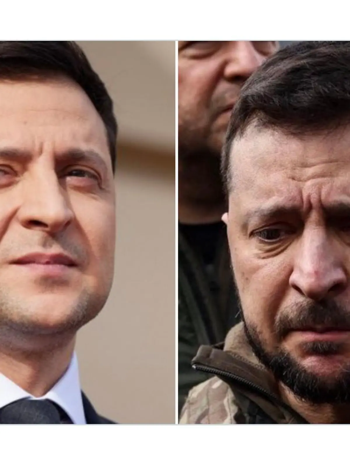 Zwischen diesen Bildern liegen 41 Tage. Der Krieg nimmt Wolodymyr Selenskyj sichtlich mit.
