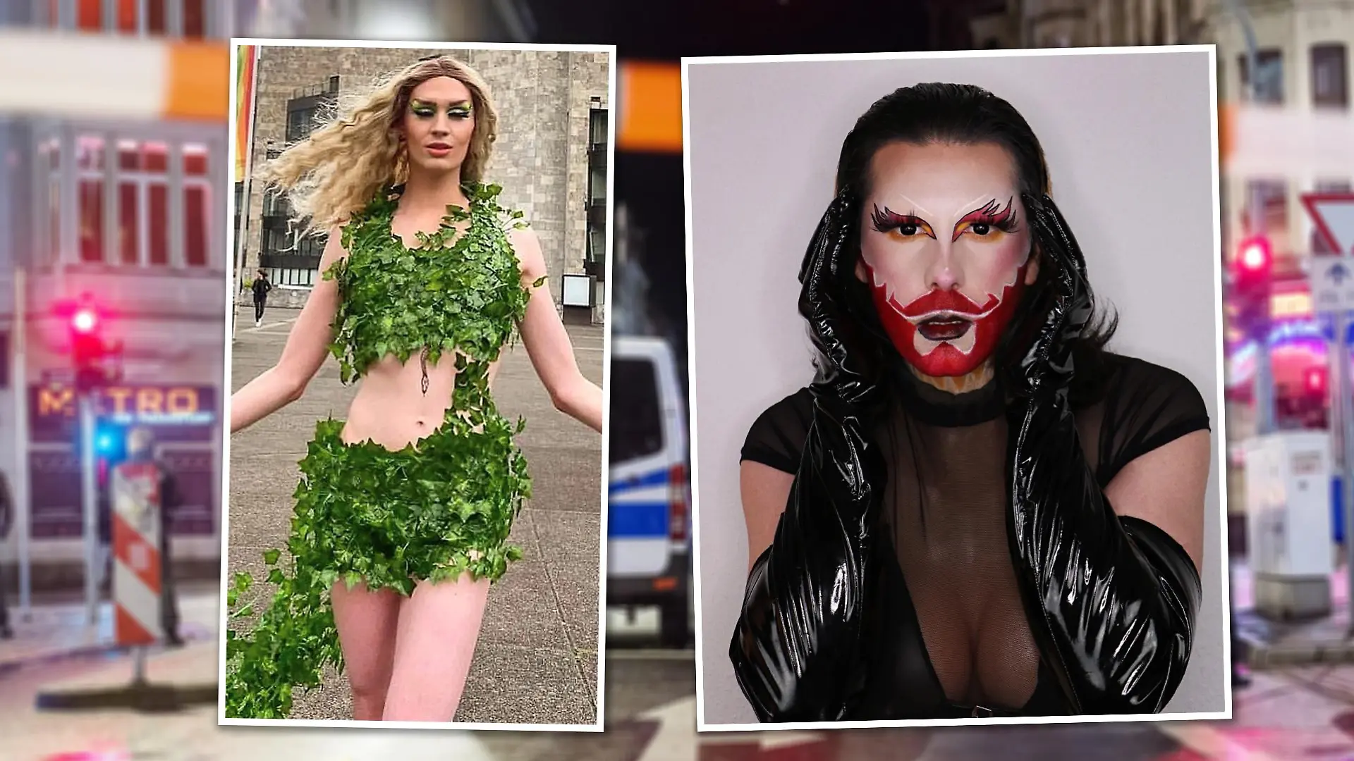 Die Dragqueens "Ember Remember" und "Ophidia Scales"