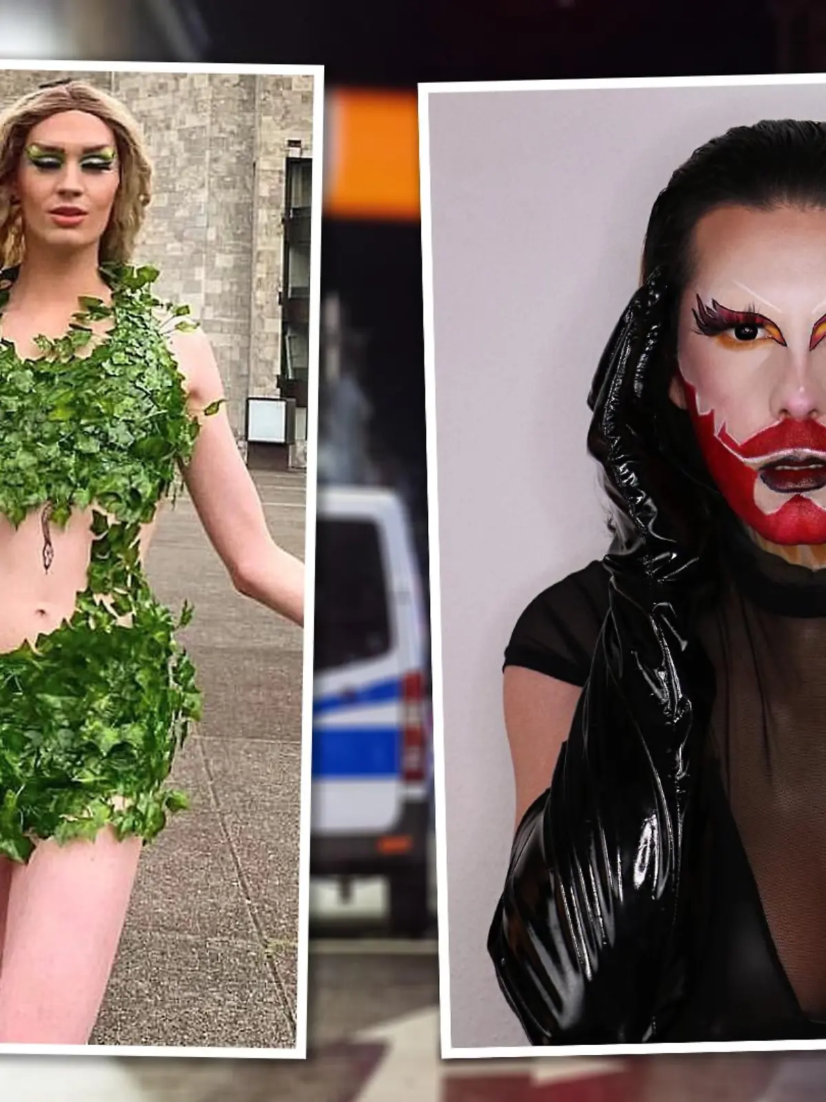 Die Dragqueens "Ember Remember" und "Ophidia Scales"
