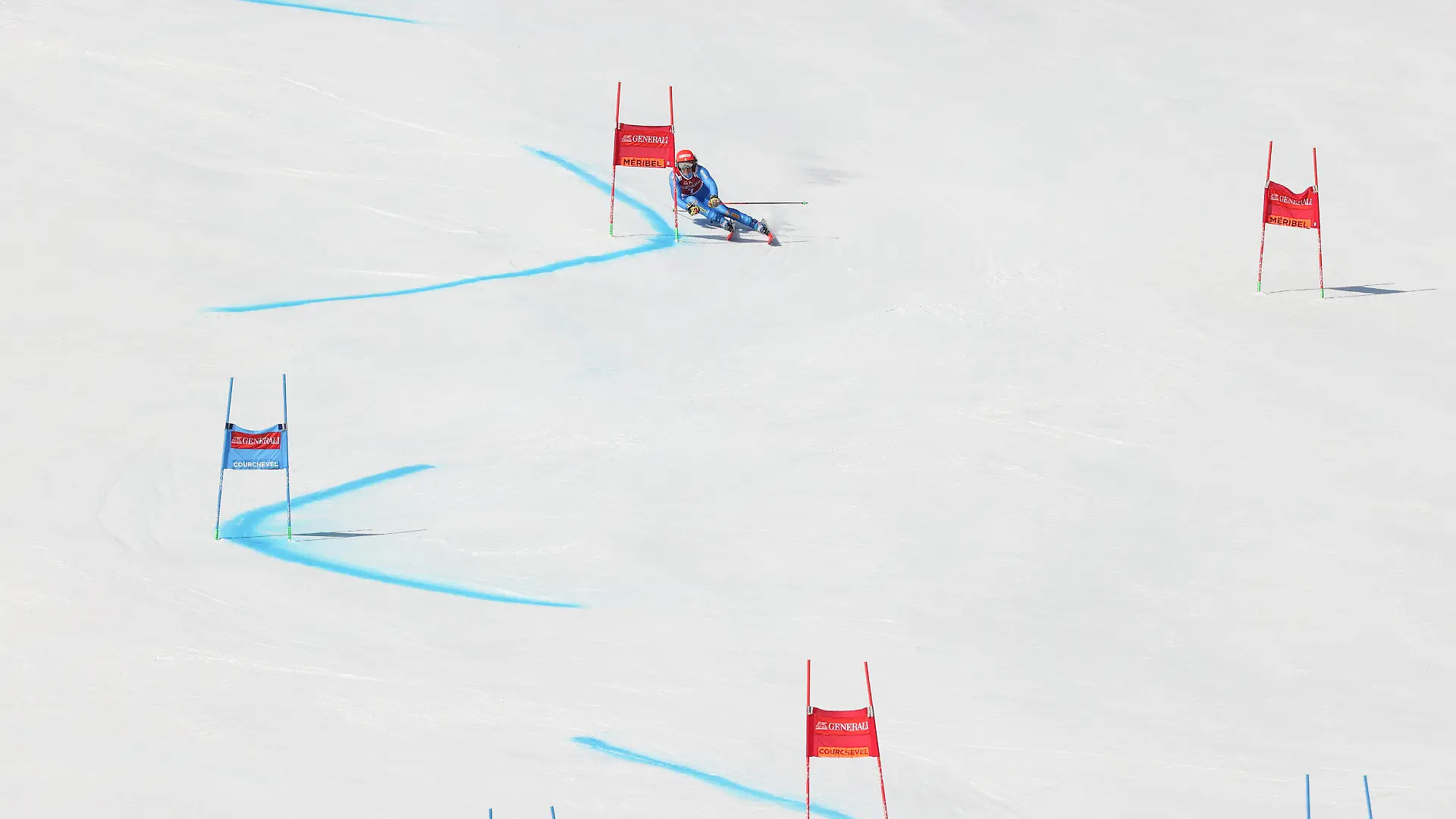 20.03.2022, Frankreich, Meribel: Ski alpin: Weltcup, Riesenslalom, Damen, 1. Durchgang: Federica Brignone aus Italien in Aktion. Foto: Alessandro Trovati/AP/dpa +++ dpa-Bildfunk +++