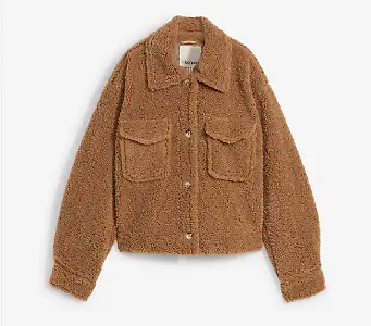 Teddyfelljacke mit aufgesetzten Taschen