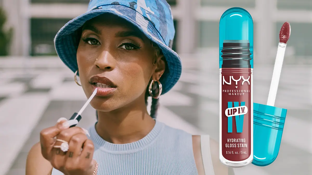 Frau mit  NYX Lip I.V. Stain