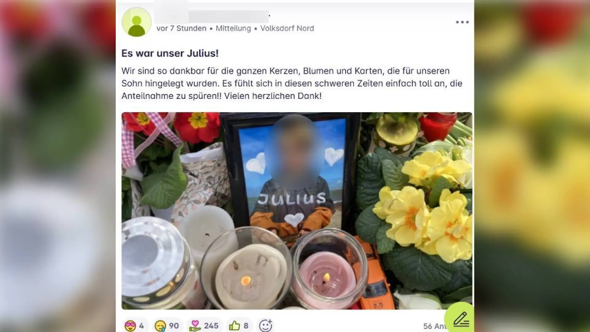 Die Mutter des getöteten Jungen meldet sich bei nebenan.de