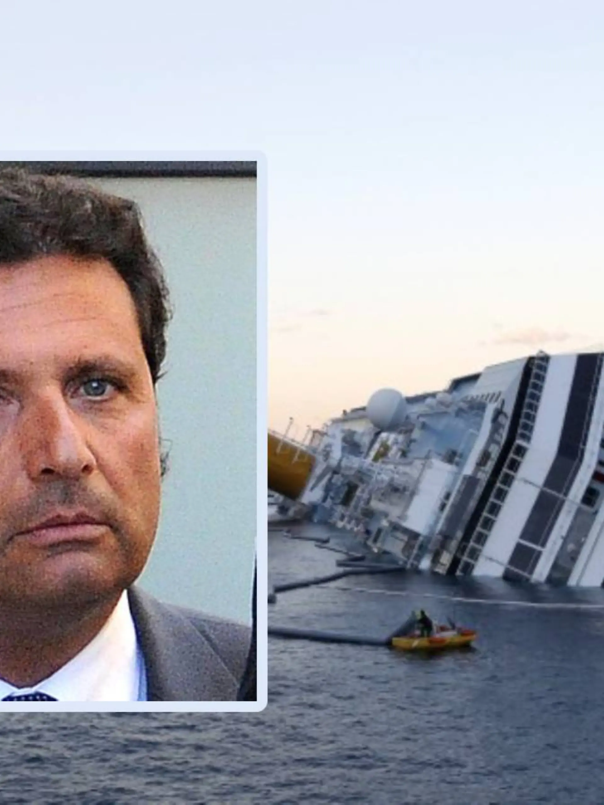 Francesco Schettino (kleines Foto: dpa) und die gekenterte Costa Concordia (Foto: Reuters) 
