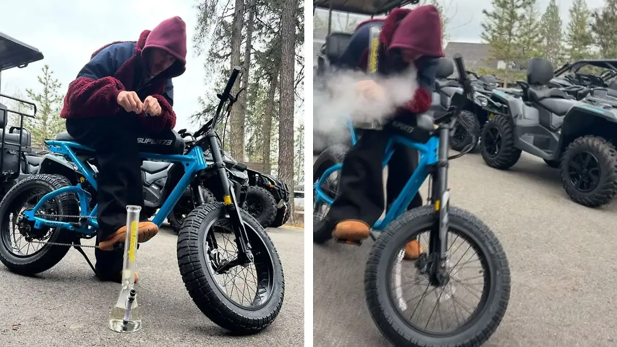Justin Bieber raucht eine Bong. 