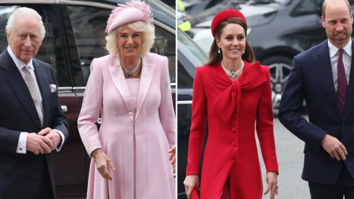 Königin Camilla (l.) und Prinzessin Kate bewiesen weitaus mehr Mut zur Farbe als ihre jeweiligen Ehemänner.