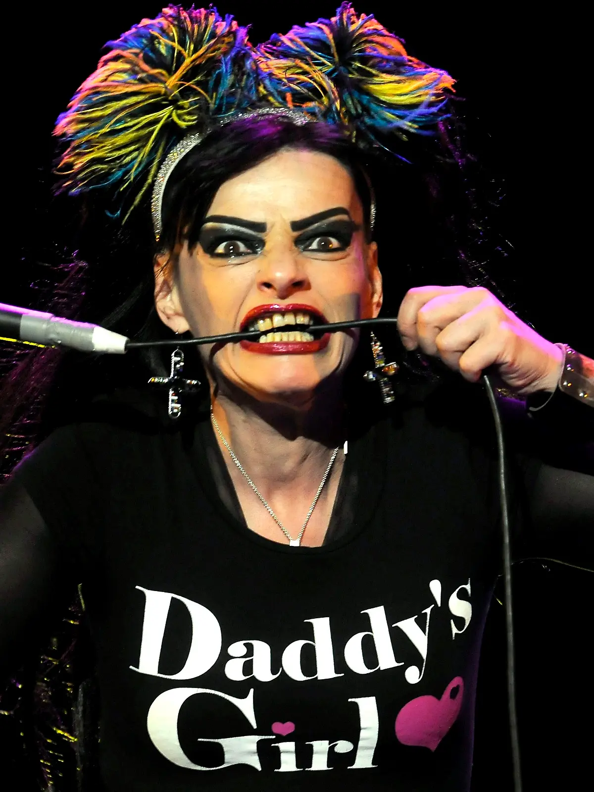 epa02259146 German singer Nina Hagen performs on stage during her Village Summers concert at Puerta del Angel auditorium in Madrid, central Spain, on 23 July 2010, where she introduced her last album ‘Personal Jesus’. EPA/KIKO HUESCA