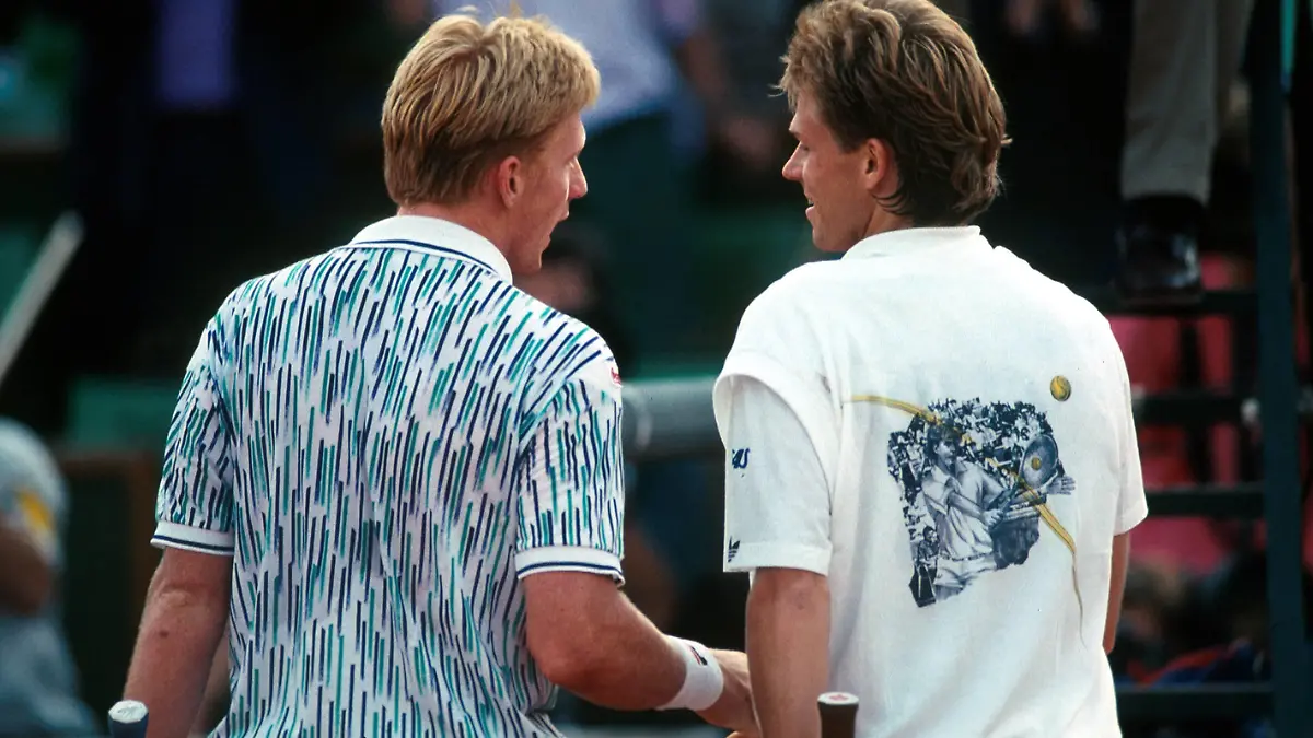  Boris Becker li., Deutschland im Gespräch mit Stefan Edberg Schweden