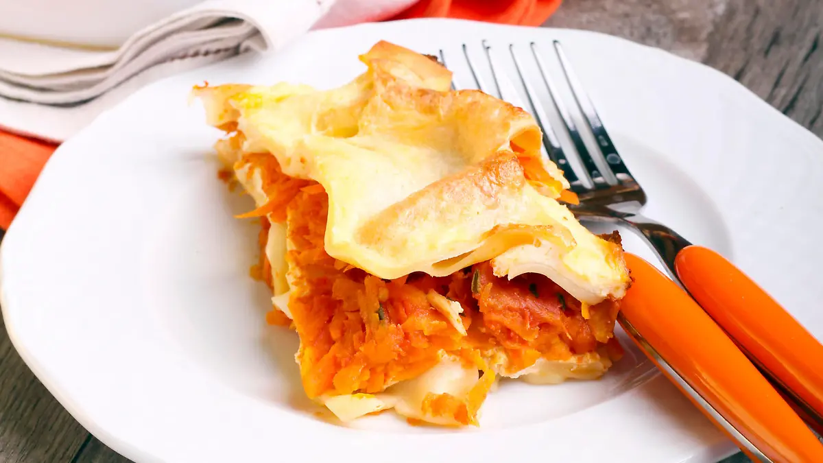 Root vegetable and ricotta cheese lasagna