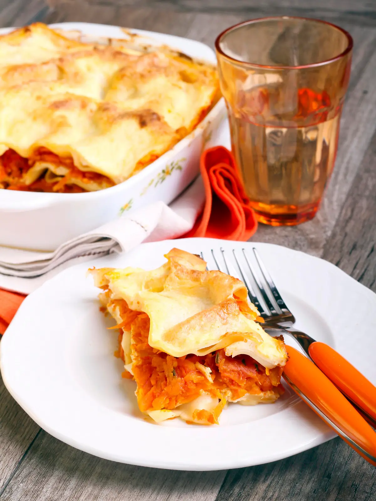 Root vegetable and ricotta cheese lasagna