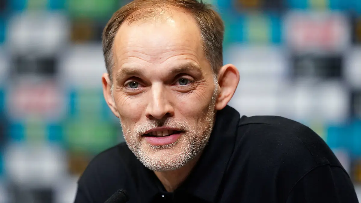 Englands Nationaltrainer Thomas Tuchel bei der Bekanntgabe des Kaders im Wembley-Stadion, London.
