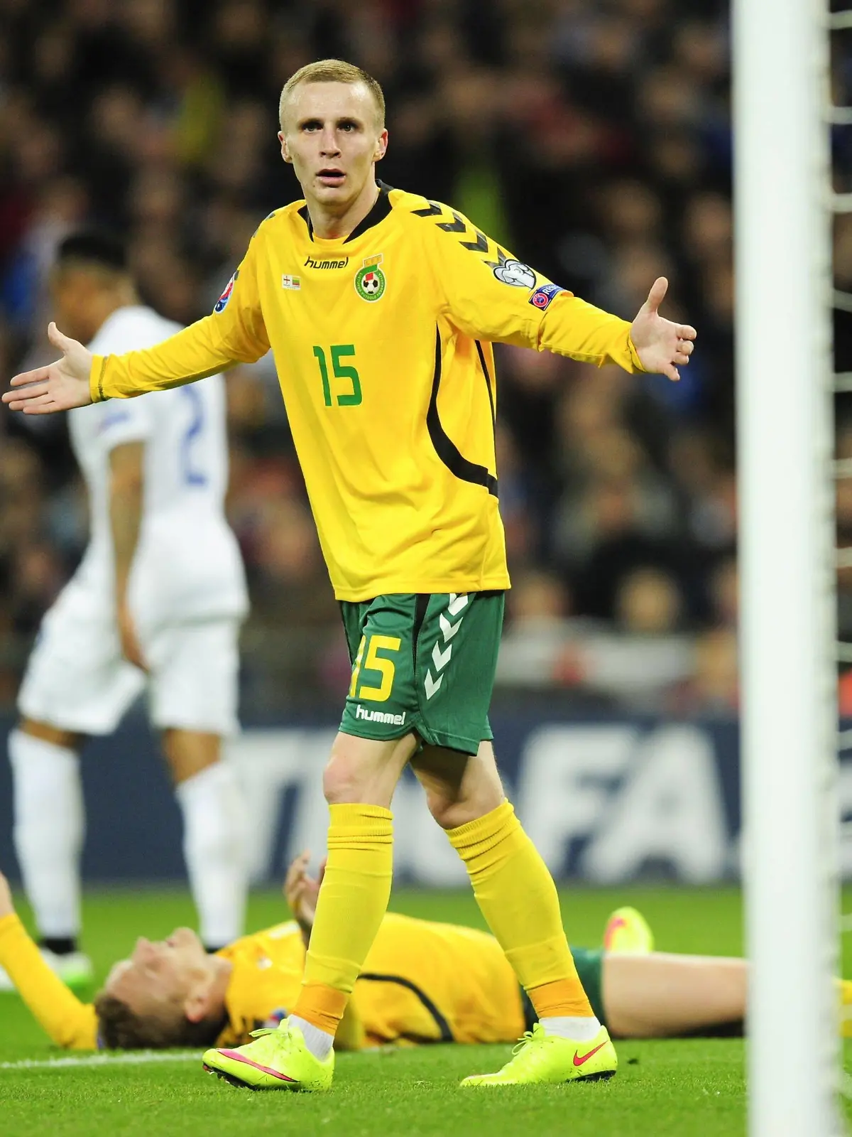 Mandatory Credit: Photo by Joe Toth/BPI/Shutterstock 4588592y Karolis Chvedukas of Lithuania reacts after his side were not awarded a penalty 2016 UEFA European Championship, EM, Europameisterschaft Qualifying Group E England v Lithuania Wembley Stadium, London, Britain- 27 Mar 2015 EDITORIAL USE ONLY 2016 UEFA European Championship Qualifying Group E England v Lithuania Wembley Stadium, London, Britain- 27 Mar 2015 EDITORIAL USE ONLY PUBLICATIONxINxGERxSUIxAUTXHUNxGRExMLTxCYPxROMxBULxUAExKSAxONLY Copyright: xJoexToth/BPI/Shutterstockx 4588592y