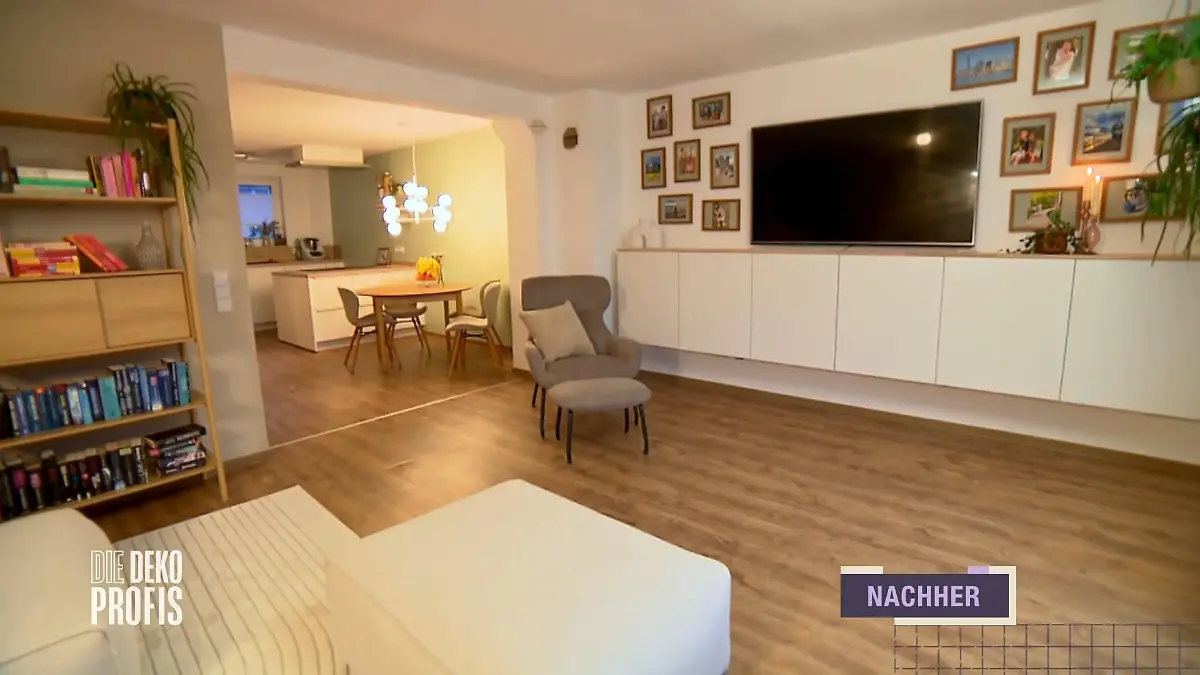 So sieht das Wohnzimmer nach der Umgestaltung aus Vorher-Nachher
