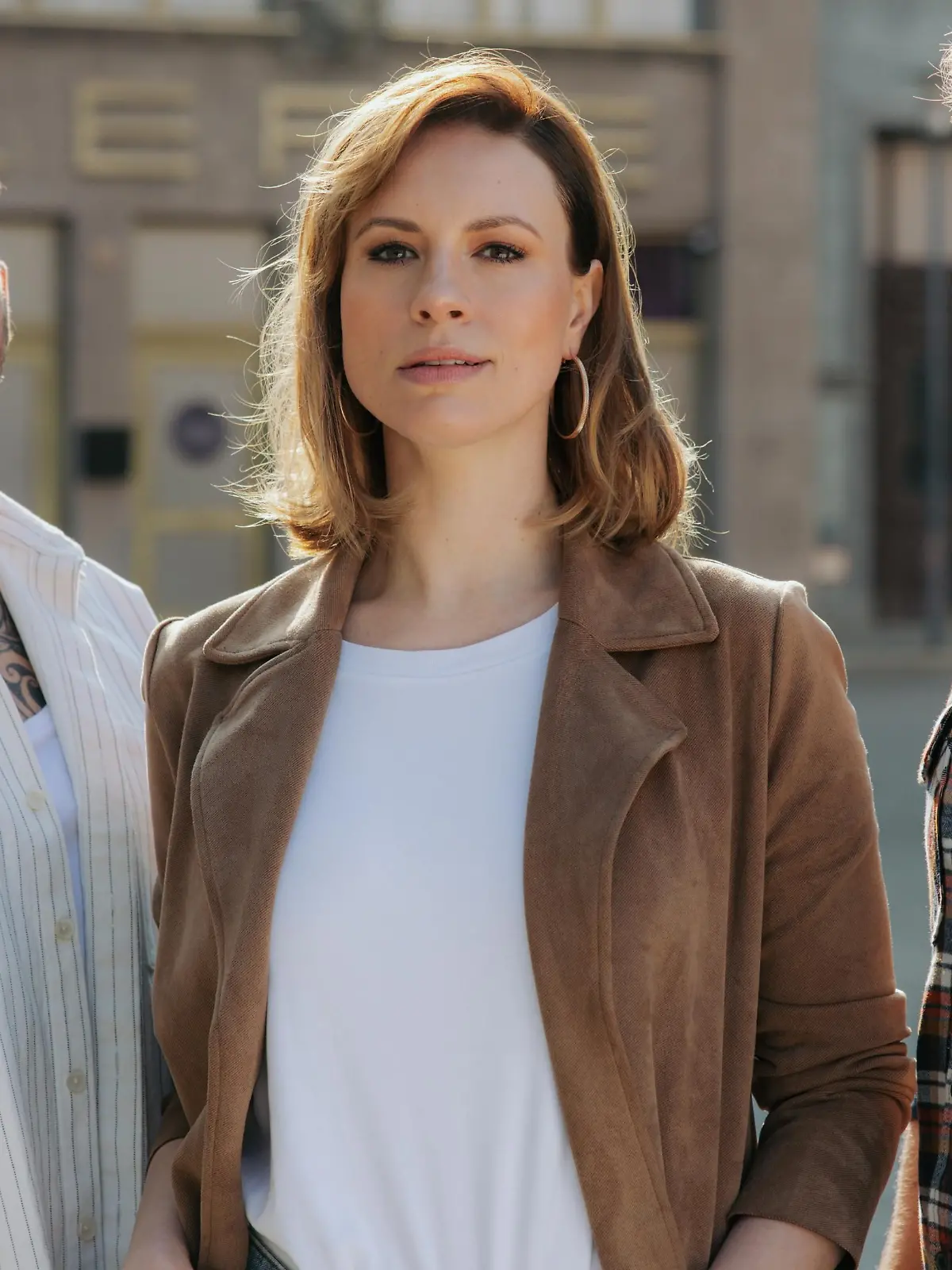 Felix von Jascheroff (l.) als”John Bachmann”, Lara Dandelion Seibert als „Zoe Vogt” und Niklas Osterloh als „Paul Wiedmann”