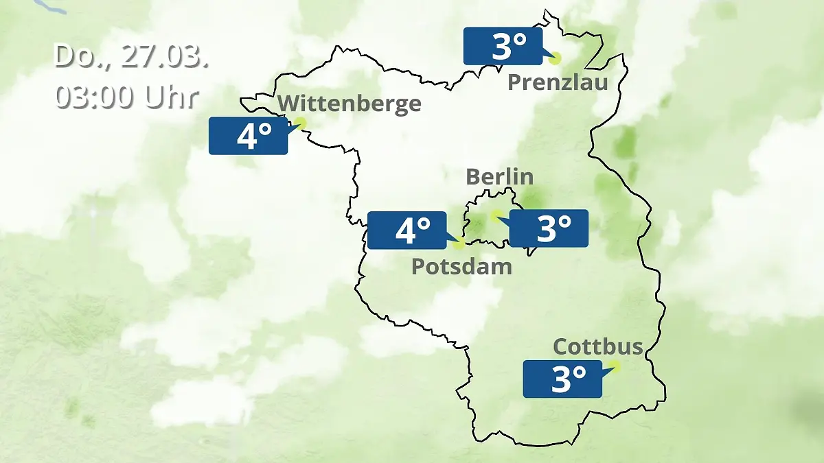 Regen und Wolkenfilm für Potsdam, Cottbus und Wittenberge Berlin und Brandenburg Wie wird das