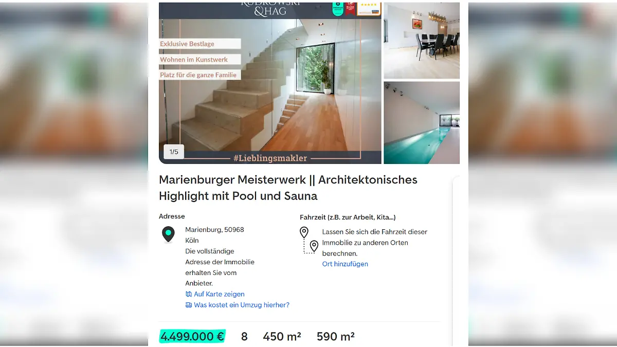 So wird das Traumhaus von Bibi und Julian im Netz angeboten