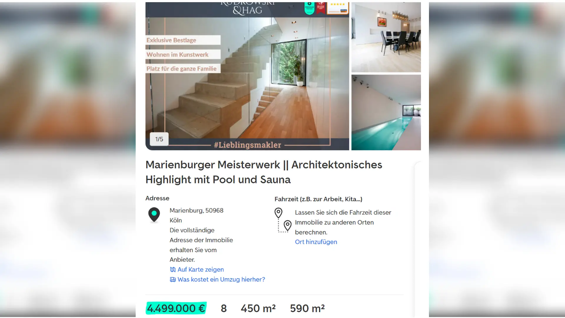 So wird das Traumhaus von Bibi und Julian im Netz angeboten