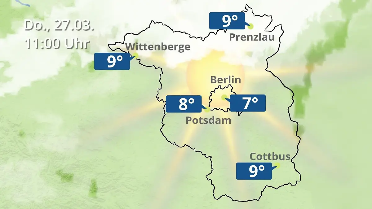 Regen und Wolkenfilm für Potsdam, Cottbus und Wittenberge Berlin und Brandenburg Wie wird das