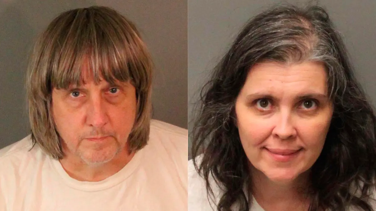 FILE - These undated photos provided by the Riverside County Sheriff's Department show David Allen Turpin, left, and Louise Anna Turpin. Officials are investigating allegations that the county where the Southern California couple starved and shackled 12 of their 13 children failed to provide the basic services they needed to start a new life. ABC News reported Friday, Nov. 19, 2021, that Riverside County has hired a private law firm to look into allegations that the adult and minor children haven't received many basic services. (Riverside County Sheriff's Department via AP, File)