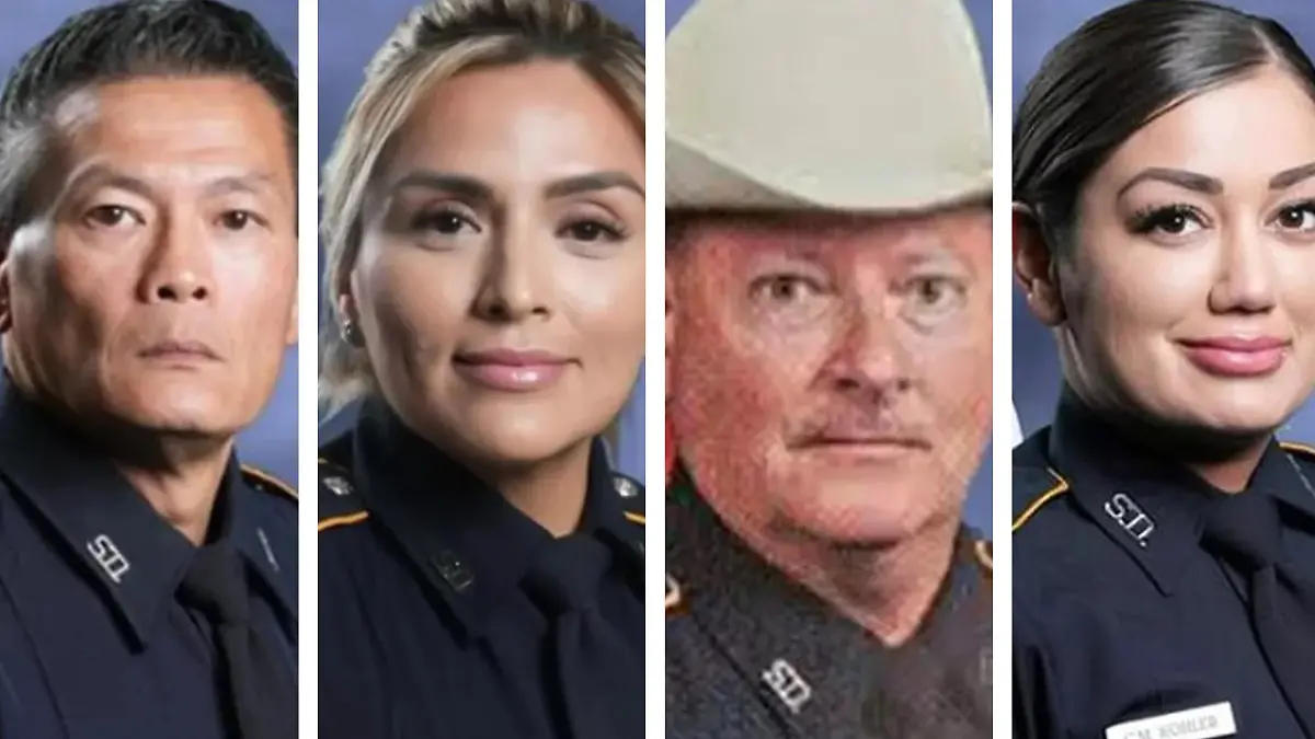 Die Polizisten und ehemaligen Polizisten aus Texas: Long Nguyen, Maria Vasquez, William Bozeman und Christina Kohler (von links)
