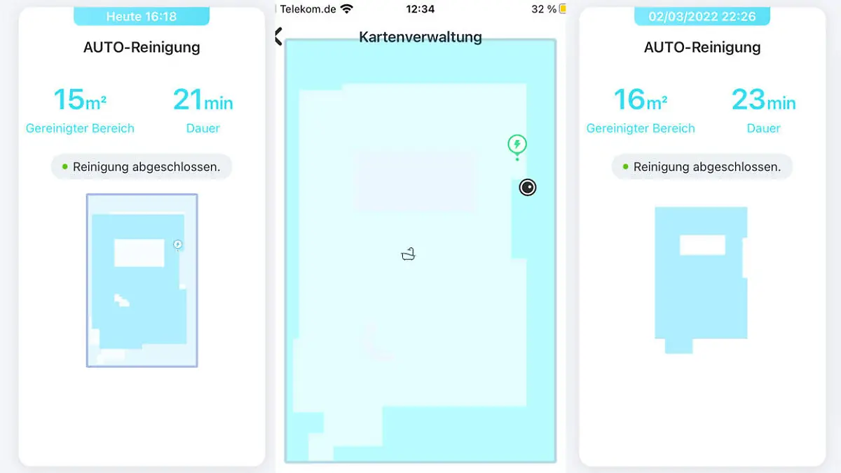 Der Yeedi Vac Hybrid erstellt für jede Reinigung ein visuelles Protokoll und bastelt daraus eine Raumkarte zusammen