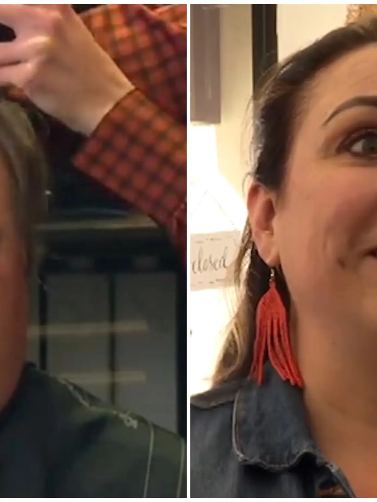 Fotocollage: Links ein Kollege, der gerade den Kopf rasiert bekommt, rechts Brooke Green, eine schwerkranke Abgeordnete.