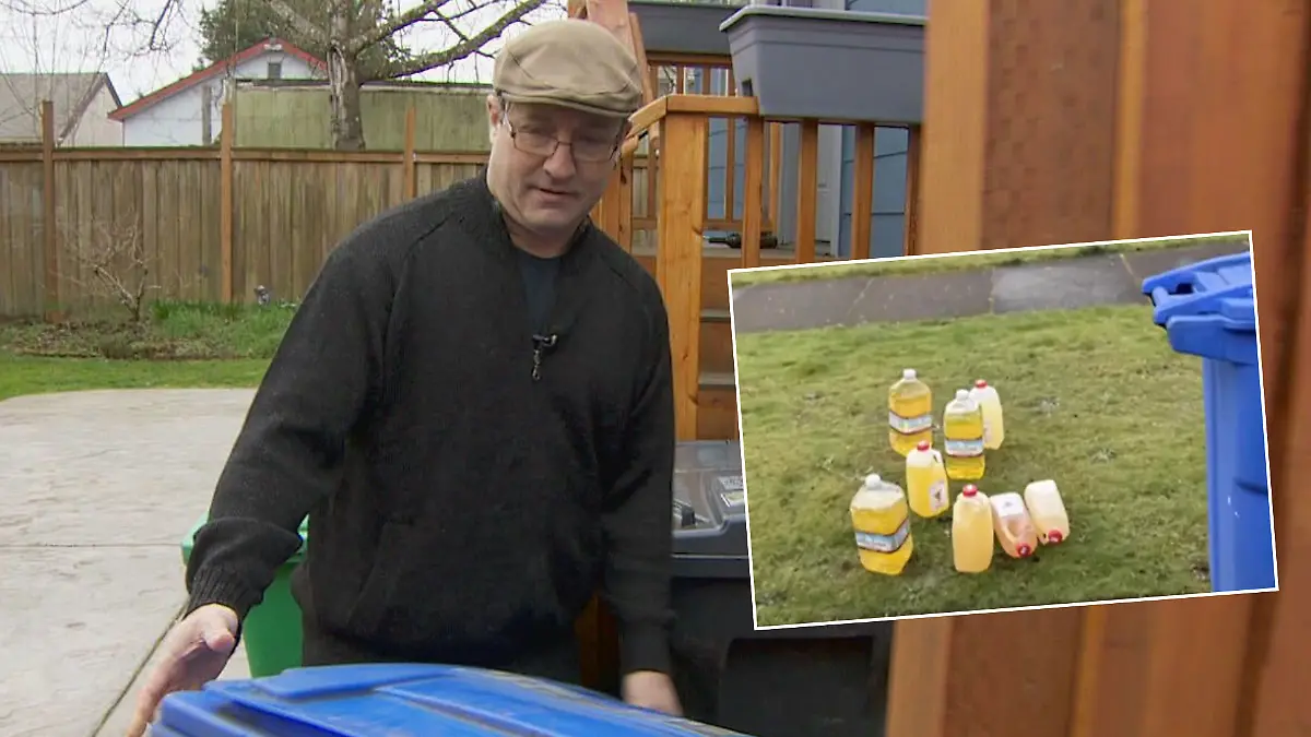 Seit Monaten findet Alex Van Duyn in seiner Recyclingtonne Kanister voller Urin.