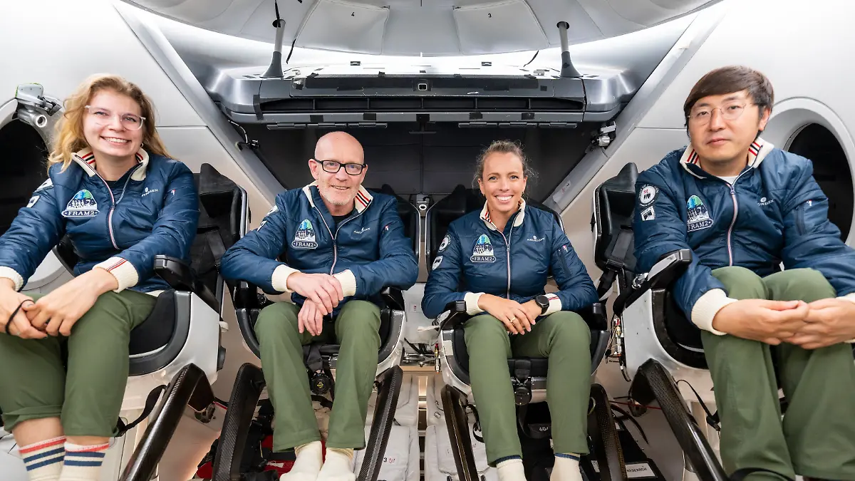 SpaceX-Crew für die Mission „Fram2”: Rabea Rogge (l-r), Eric Philips, Jannicke Mikkelsen und Chun Wang