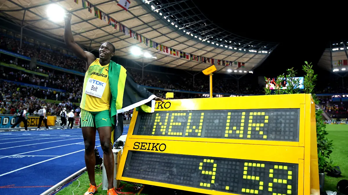 Usain Bolts Weltrekord von 9,58 Sekunden über 100 Meter bei der Leichtathletik-WM 2009 in Berlin ist bis heute unerreicht